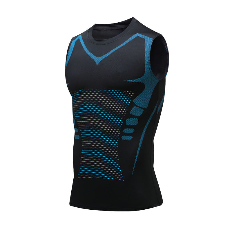 Men's activewear close-fit sleeveless training top, graphic print, ideal for gym & fitness.