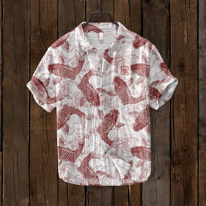 Casual men's short-sleeve polo with a unique artistic print. Comfortable, relaxed fit top for summer or everyday style.