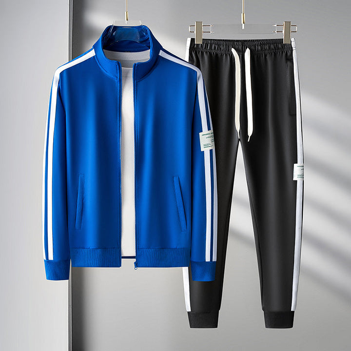 Two-piece men's tracksuit, ideal sportswear featuring a jacket and pants for athletic activities