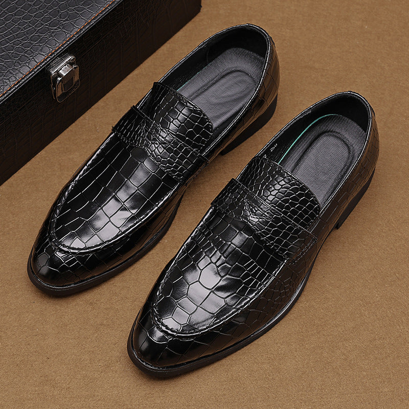 Comfortable men's crocodile embossed leather loafers with a cushioned insole