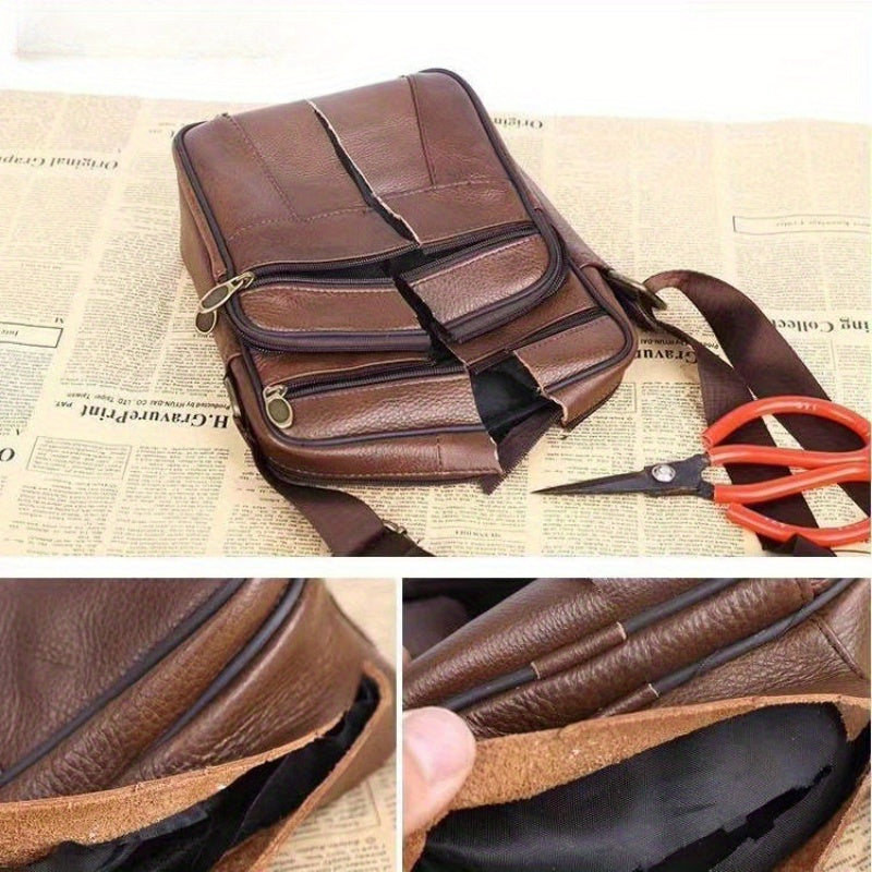 Compact men's travel bag: black crossbody design with adjustable strap, ideal for organized daily carry.