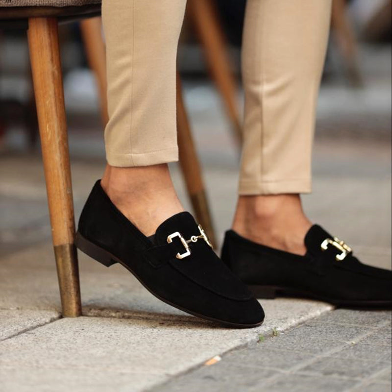 Elegant men's dark brown slip-on horsebit loafers, offering supreme comfort. Versatile for dress shoe occasions or smart casual wear.
