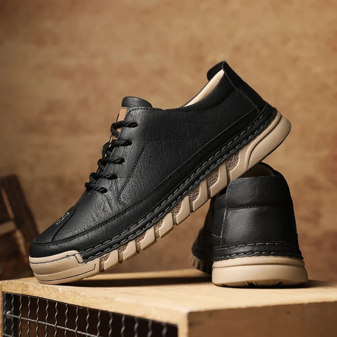 Brown leather lace-up casual shoes for men, comfortable and stylish dress casual footwear