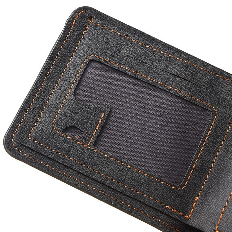 Slim men's snap wallet in brown leather, perfect as a gift for him