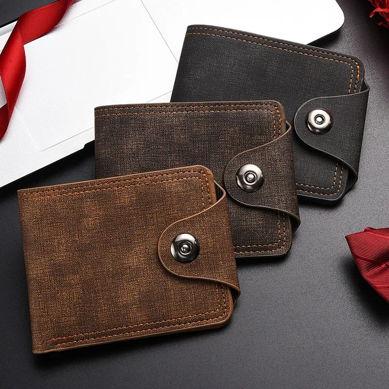 Men's durable snap wallet with subtle texture, an essential men's accessory