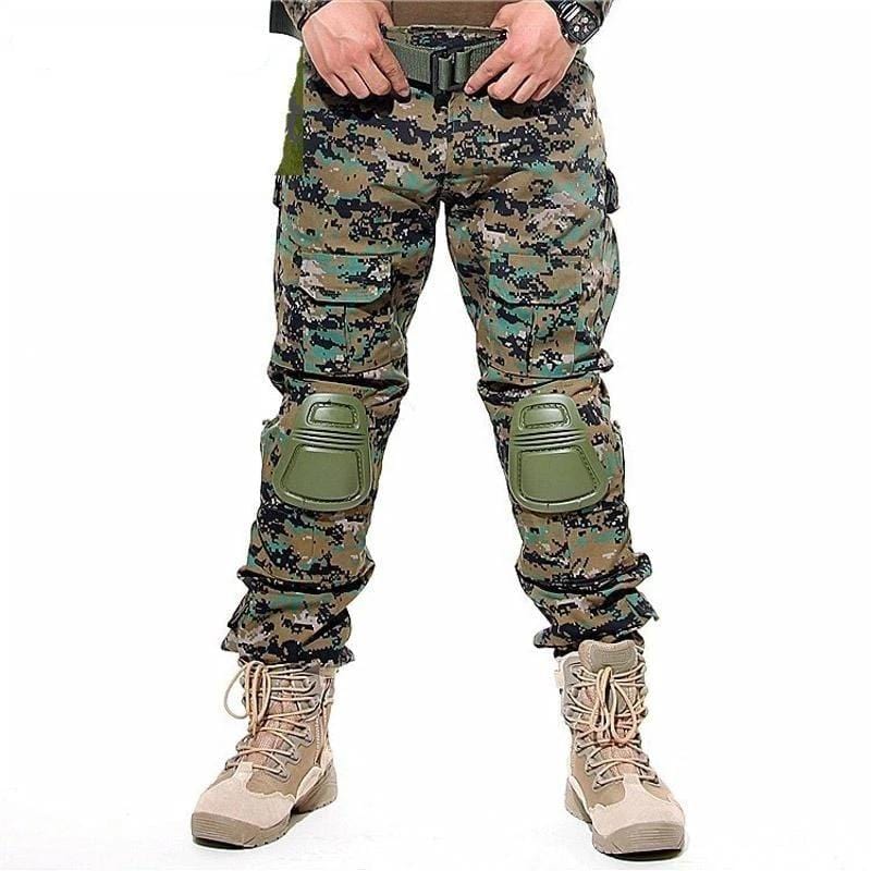 Back view of men's tactical cargo pants, showing pocket flaps and durable construction for outdoor use