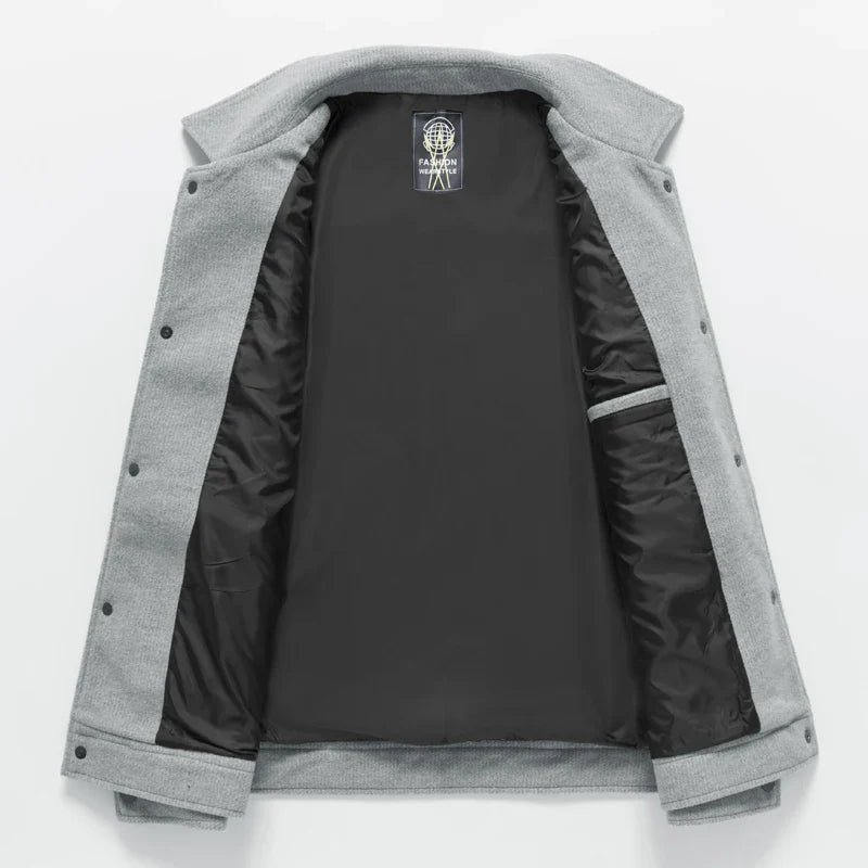 Everyday men's black polyester jacket, a versatile outerwear piece with a modern casual look.