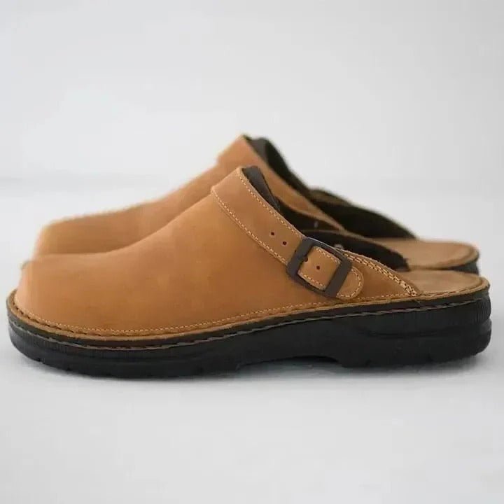 Men's comfortable slip-on heel strap mules. Casual, versatile footwear designed for everyday comfort.