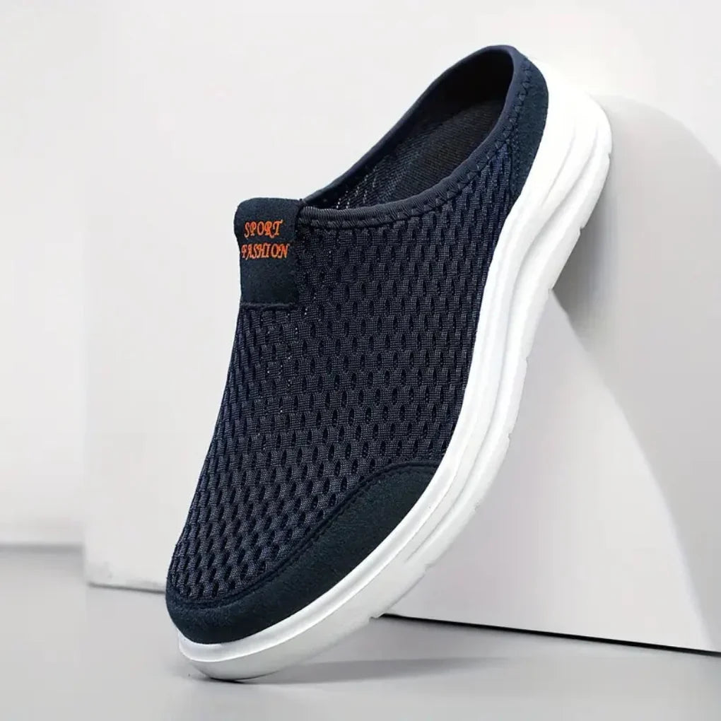 Stylish men's orthopedic comfort slides, perfect for easy daily wear and providing essential foot support.