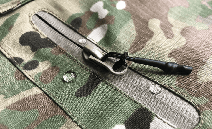 Close-up of the waistband and drawstring on men's waterproof jogger pants for a secure fit