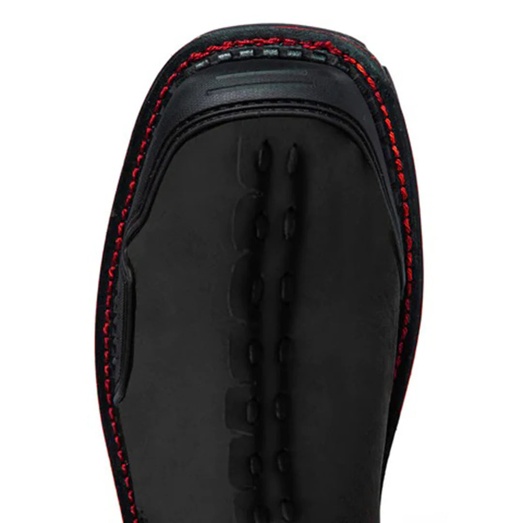 Full view of men's black tactical combat boots with zipper, ideal rugged outdoor footwear