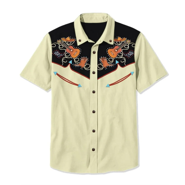 Classic men's long sleeve western shirt featuring prominent embroidery, bringing an authentic Americana vibe.