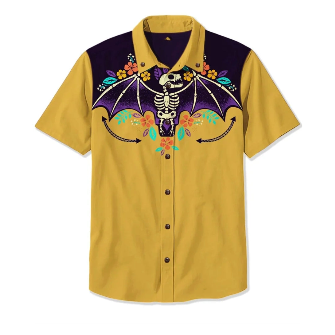 Mens casual long sleeve western shirt with eye-catching embroidery, perfect for a relaxed yet stylish look.