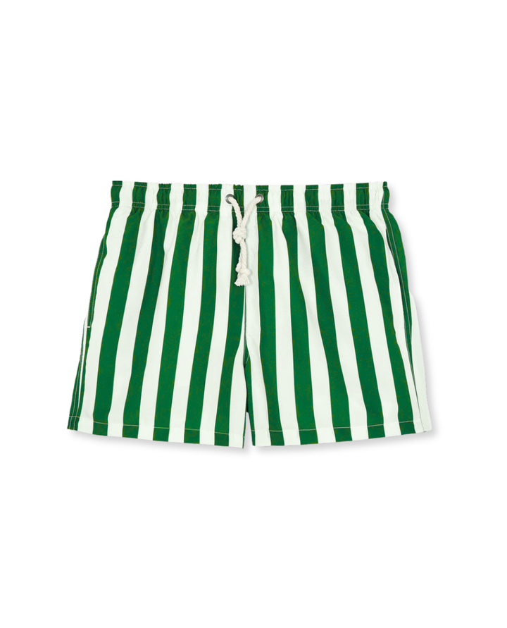 Comfortable men's lightweight swim shorts featuring bold stripes. Perfect for summer beachwear, pool, and casual style.