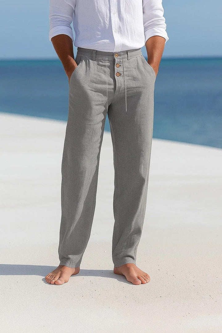 Versatile men's summer chinos, breathable for warm weather. Relaxed fit casual pants for everyday fashion.