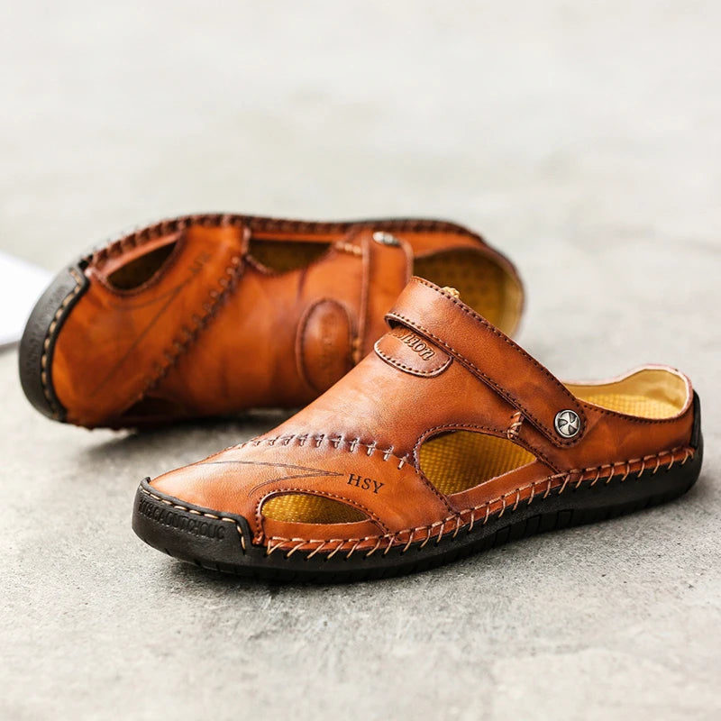 Versatile men's closed-toe slip-on sandals. Breathable for outdoor adventures & daily casual wear.