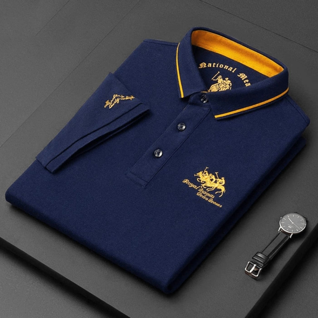 Comfortable men's breathable polo shirt with embroidery, ideal as a golf shirt for summer.
