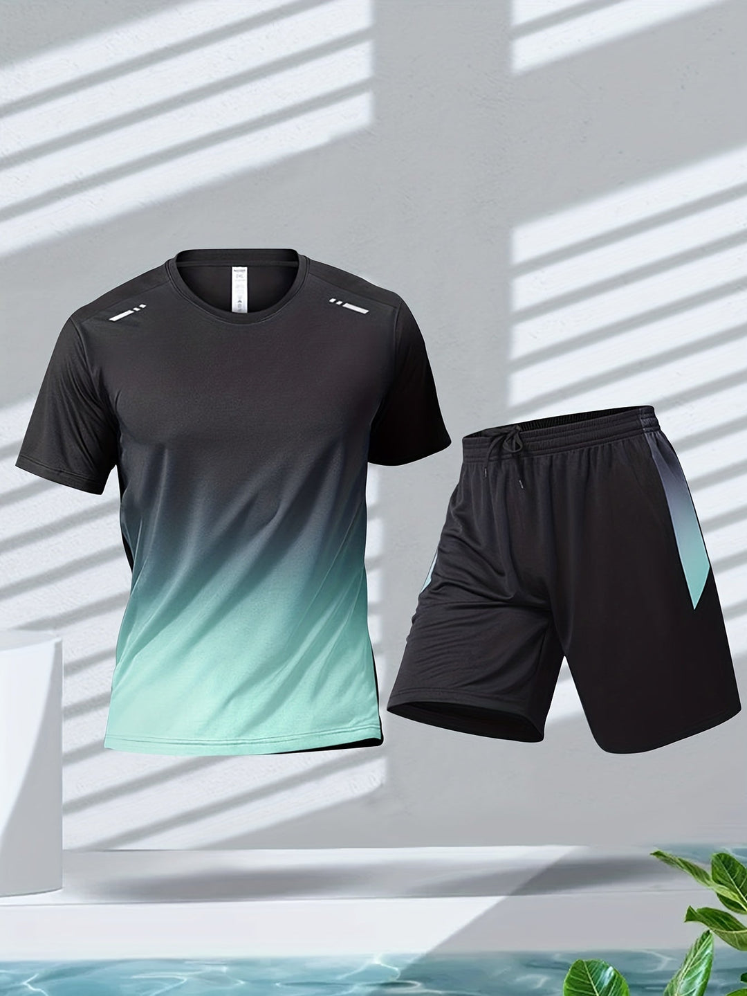 Men's athletic T-shirt and matching performance shorts, designed for ultimate comfort and quick-dry workouts.