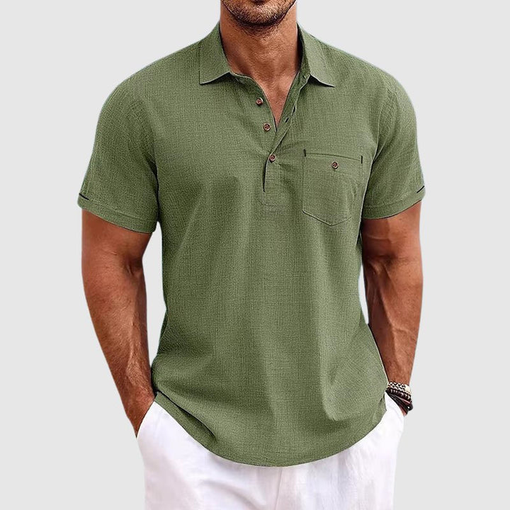 Comfortable men's polo shirt, breathable fabric, short sleeve, excellent for daily casual wear.