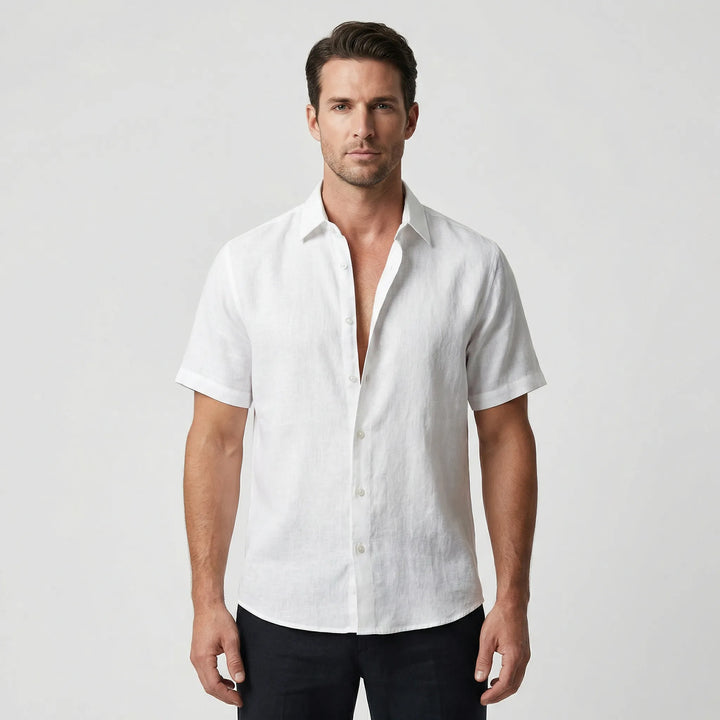 Men's summer fashion button-up, solid, breathable, short sleeve for ultimate casual comfort.