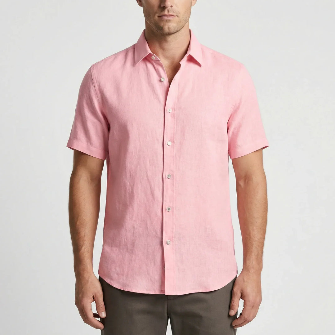 Classic collar men's short sleeve shirt, a breezy button-up for ultimate summer comfort.