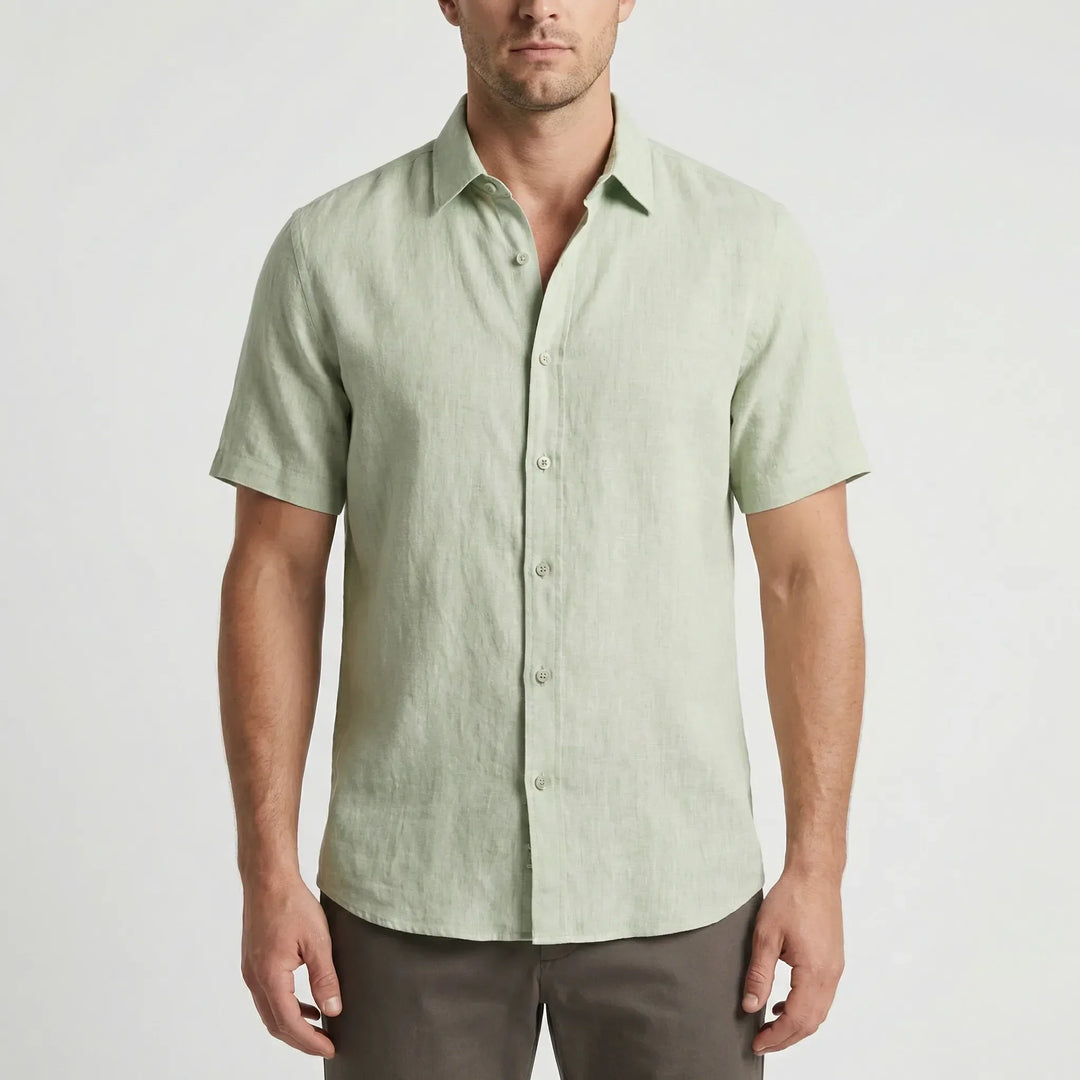 Relaxed fit men's button-up shirt, ideal for warm weather, casual outings & summer fashion.