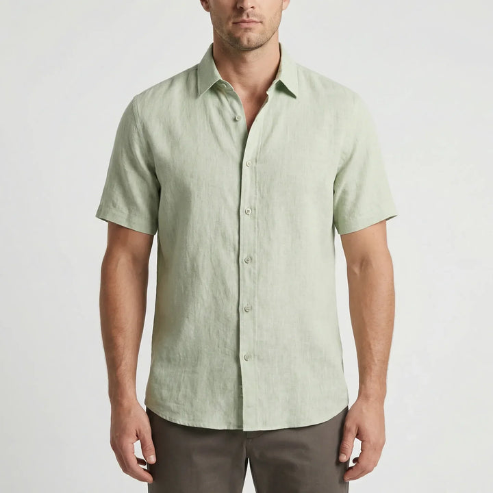 Relaxed fit men's button-up shirt, ideal for warm weather, casual outings & summer fashion.