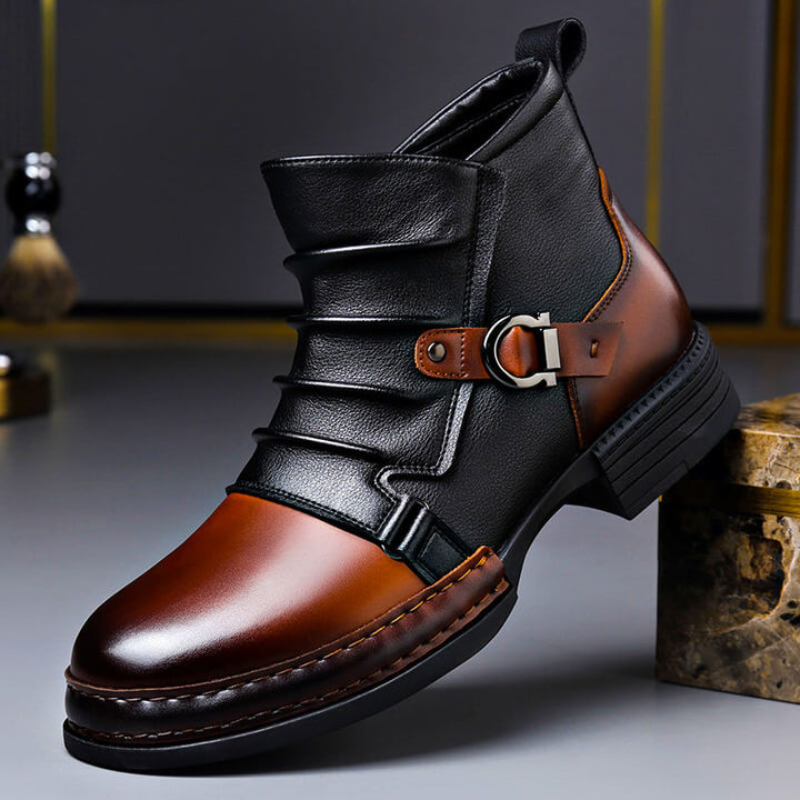Men's brown vintage style lace-up boots, designed for all-day comfort and durable everyday winter wear.