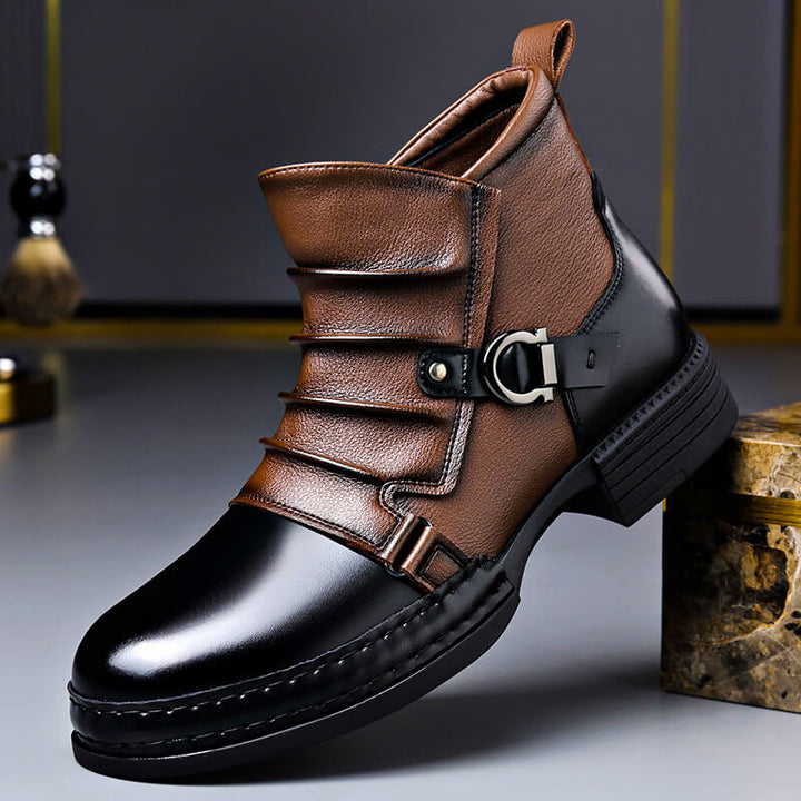 Rugged men's vintage brown boots; durable, comfortable footwear perfect for casual fashion & everyday adventures.
