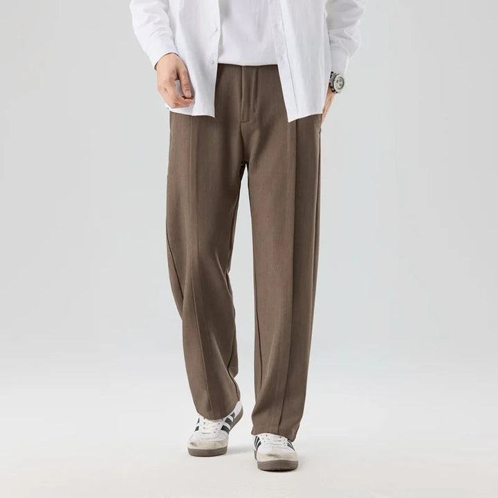 Gray men's Brunello drape trousers. Elegant pleated pants, perfect relaxed fit bottoms for men.