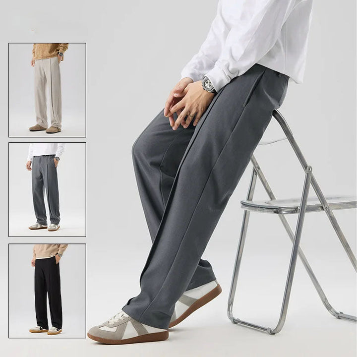 Sophisticated men's Brunello drape trousers. Pleated pants with a relaxed fit, ideal for diverse fashion.
