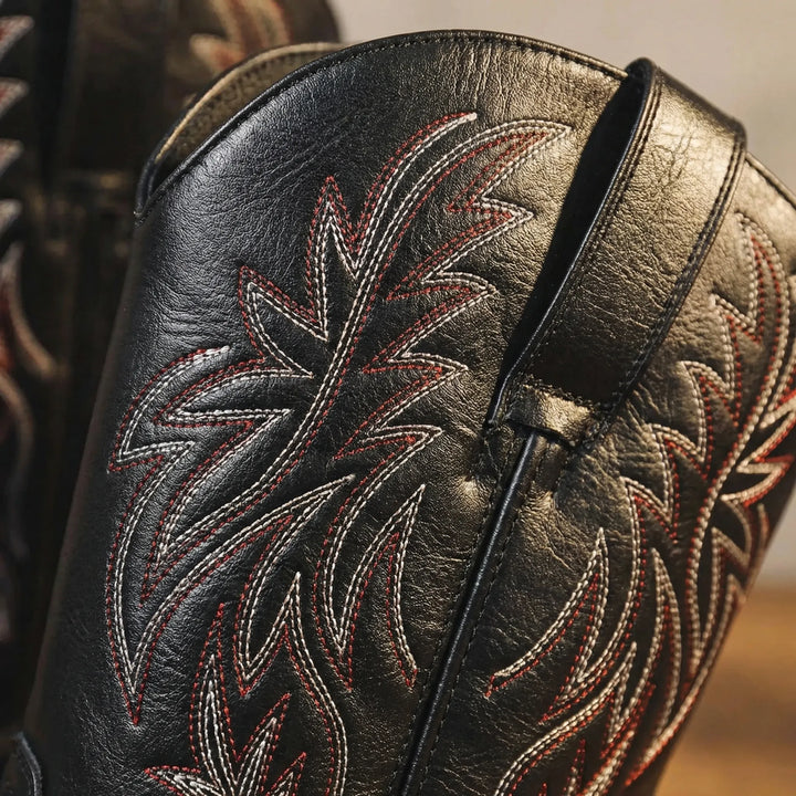 Rugged men's calf-length cowboy boots, slip-on, perfect for durable footwear & western fashion.