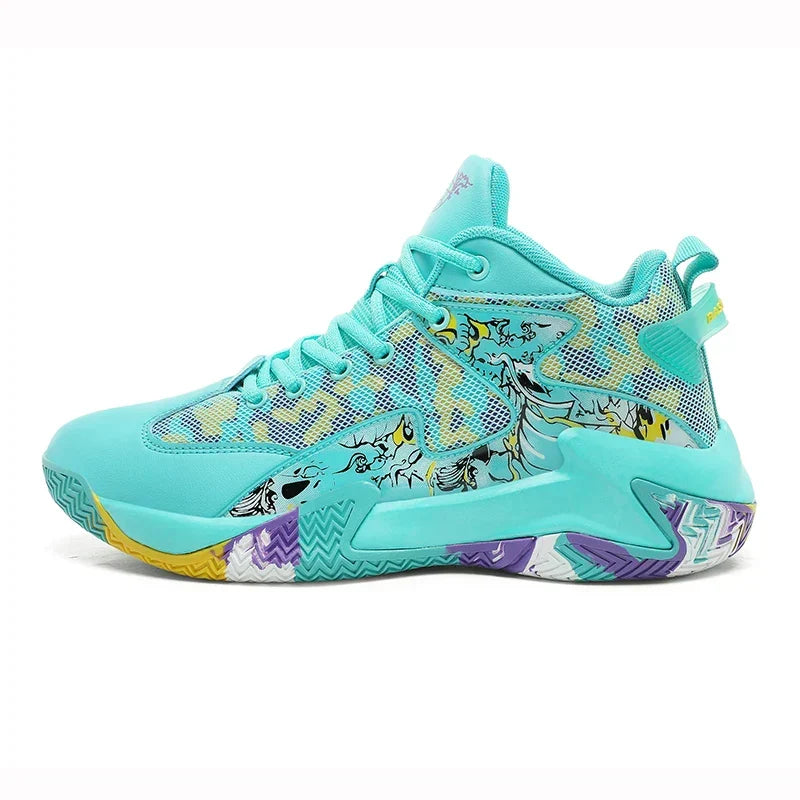Performance men's graphic print high-top trainers, Calvin, with court traction.