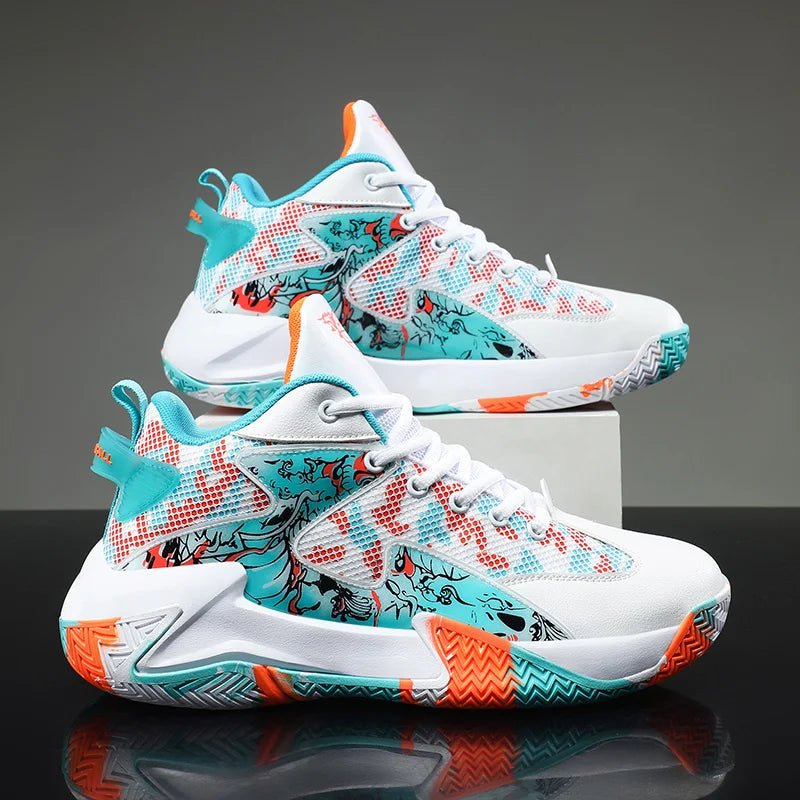 Bold graphic Calvin men's athletic footwear for enhanced court performance.