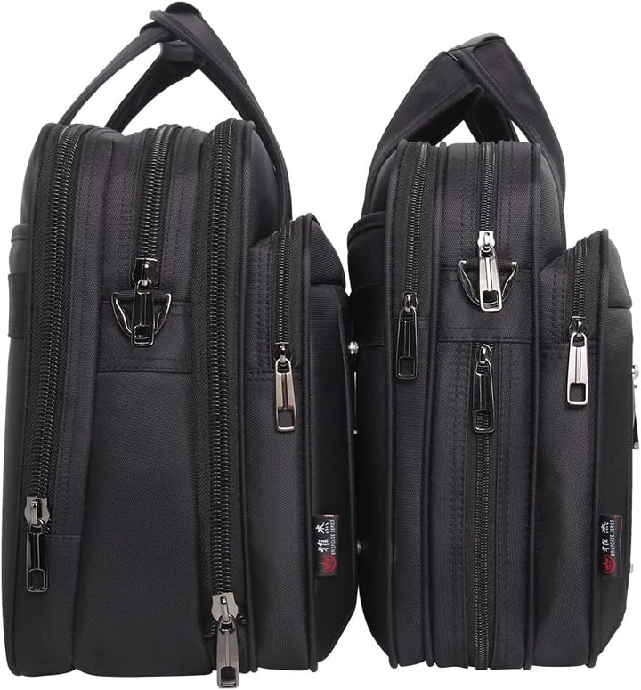 Professional men's laptop tote bag with organized compartments and protective padding.