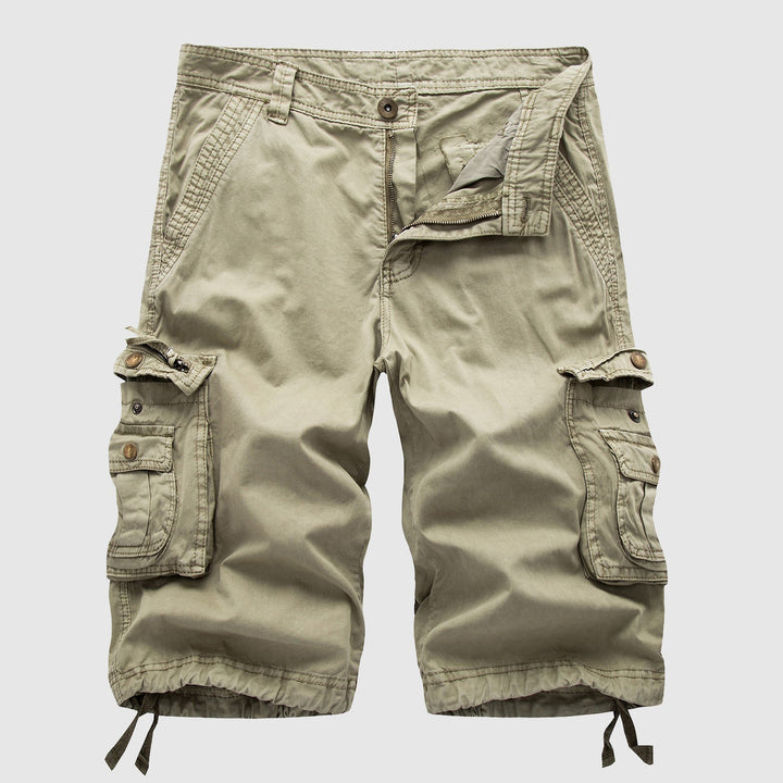 Men's cargo shorts with multiple pockets, adjustable hem, ideal for casual wear & outdoor activities.