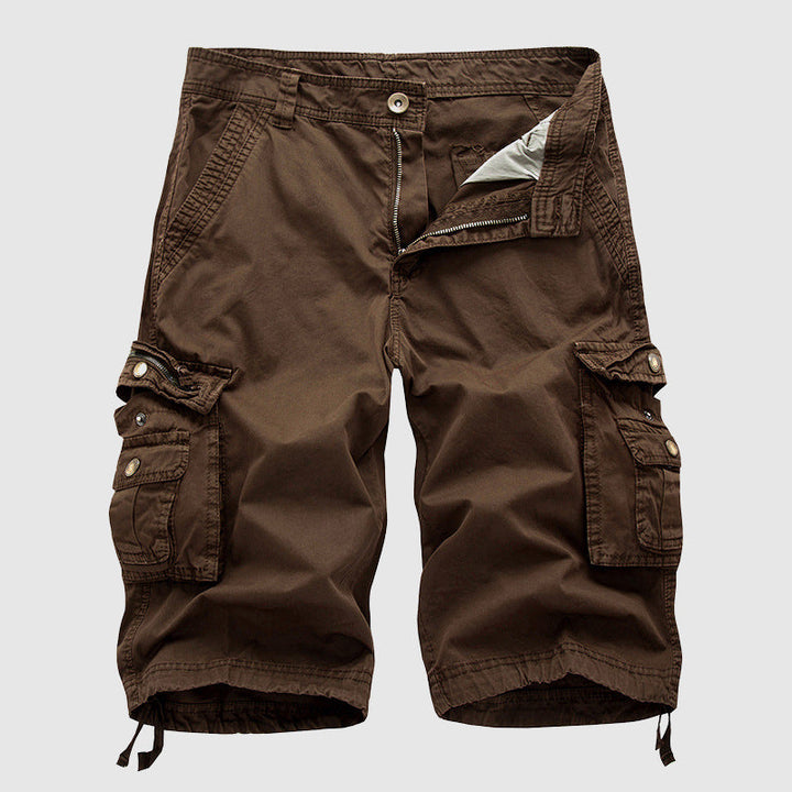 Stylish men's summer cargo shorts, multi-pocket design, adjustable hem for spring fashion & casual wear.