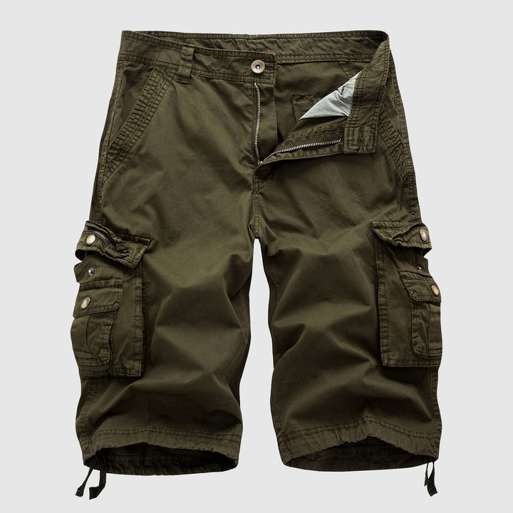 Durable men's cargo shorts, multi-pocket utility design, adjustable hem, comfortable for summer & casual wear.