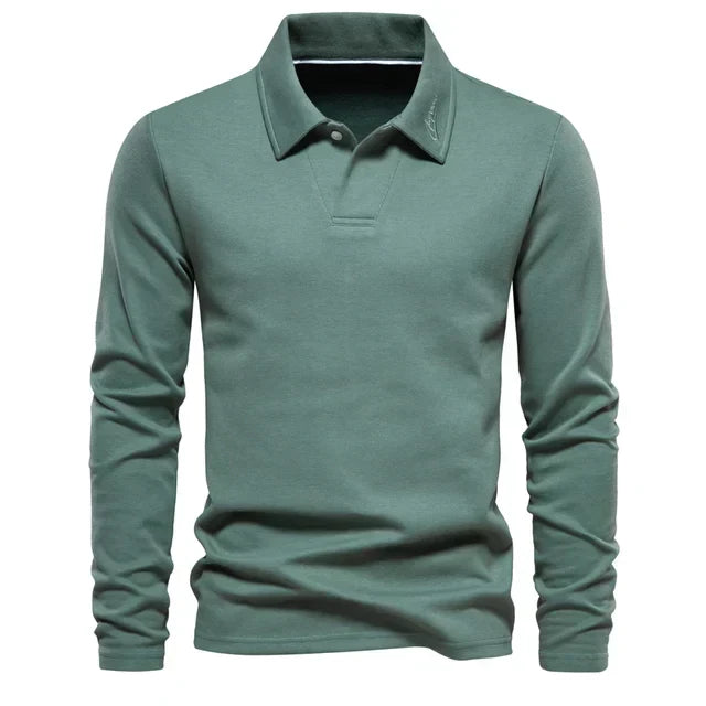 Smart casual men's long-sleeve turn-down collar polo shirt from Carlton, a versatile piece for men's fashion.