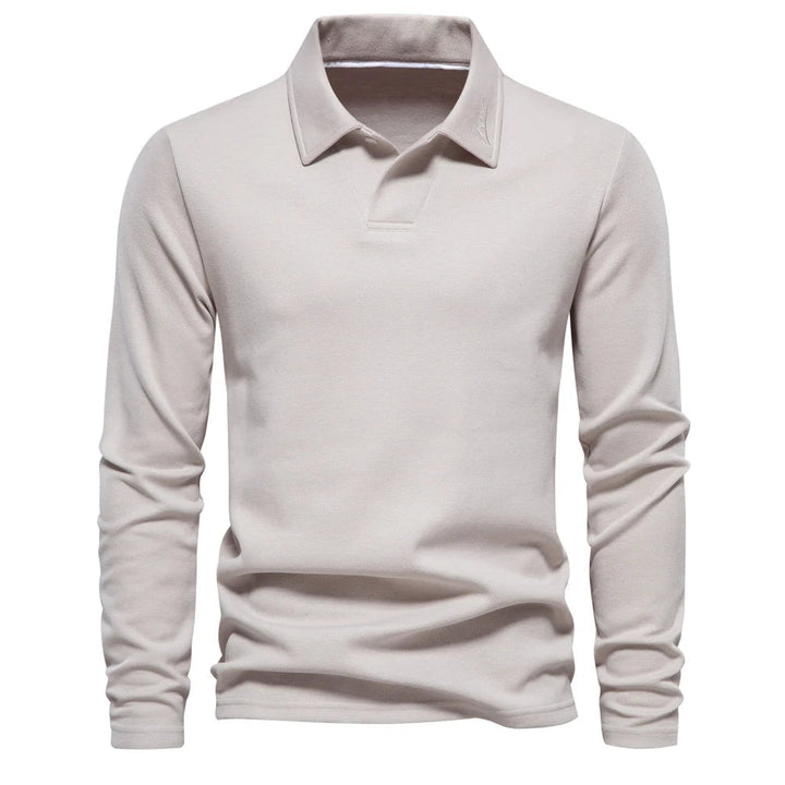 Carlton men's regular fit long-sleeve polo with turn-down collar. A versatile and stylish casual shirt.