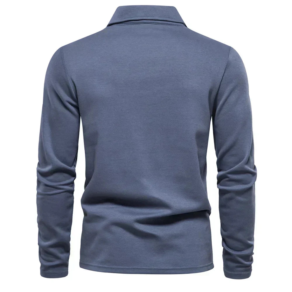 Stylish men's long-sleeve polo shirt by Carlton, featuring a classic turn-down collar for smart casual looks.