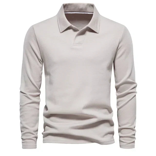 Carlton men's casual long-sleeve polo shirt with elegant turn-down collar. A versatile top for various occasions.