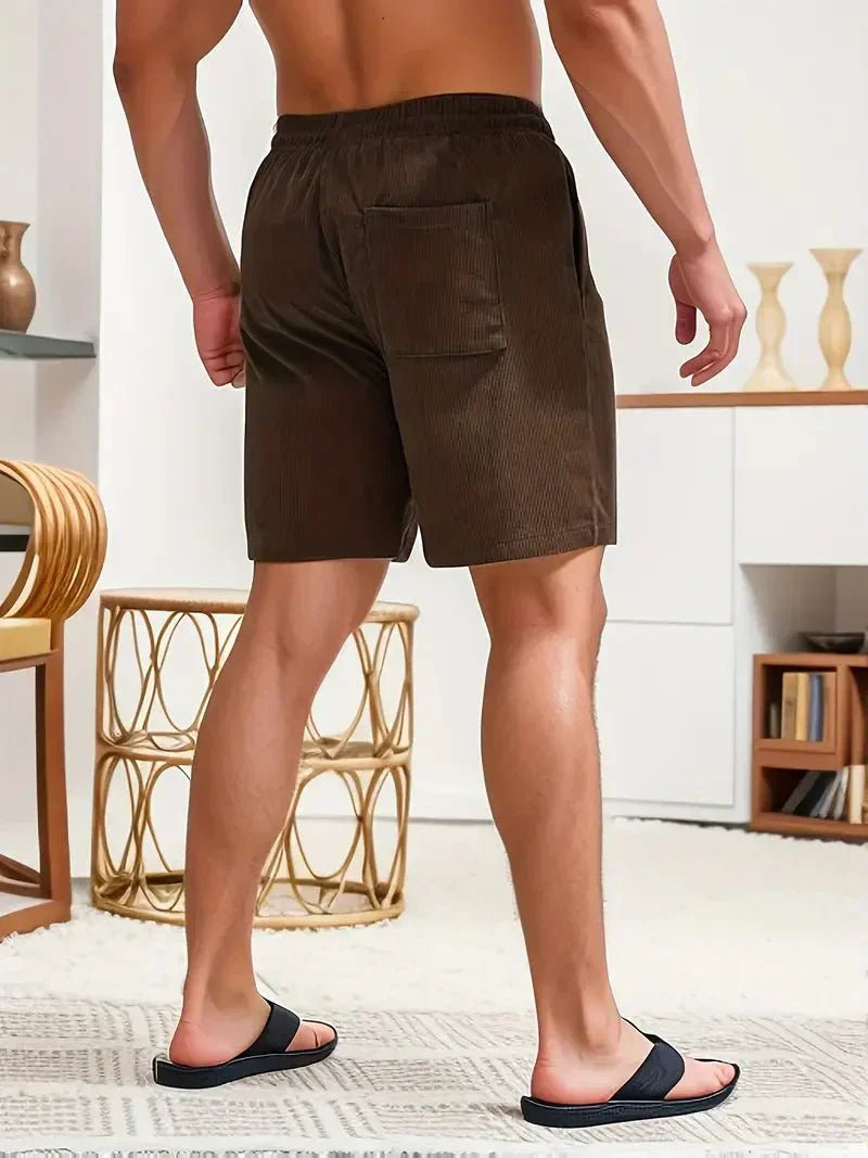 Men's summer corduroy shorts with drawstring, combining style, comfort, and everyday wear.