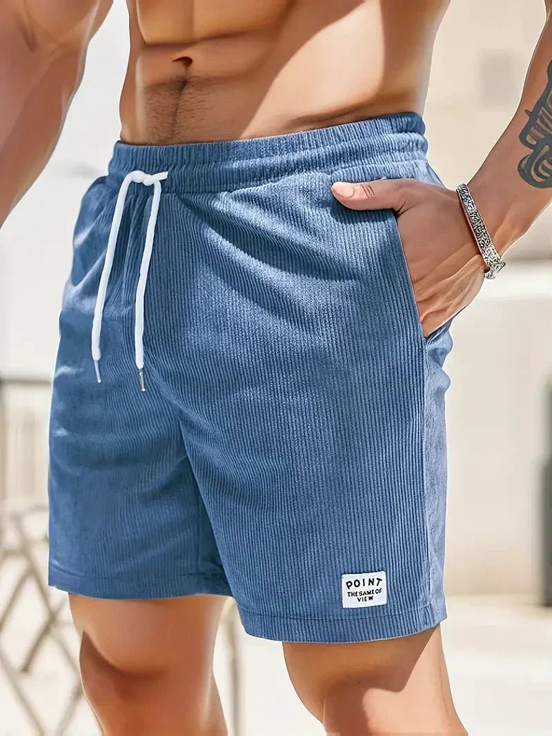 Men's corduroy walk shorts, relaxed fit with drawstring, perfect for everyday wear.