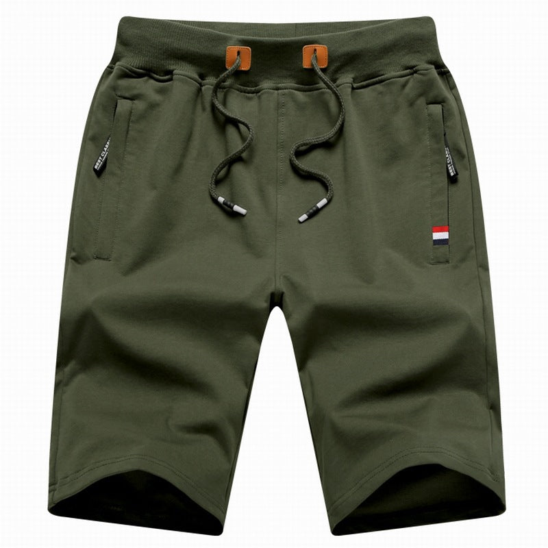 Men's casual drawstring shorts with secure zipper pockets for everyday comfort & style.