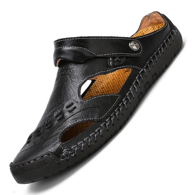 Men's everyday leather sandals, breathable and comfortable, with a classic open toe