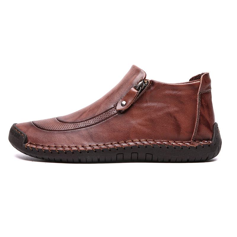 Stylish Men's Handcrafted Ankle Boots, casual outdoor footwear, side view
