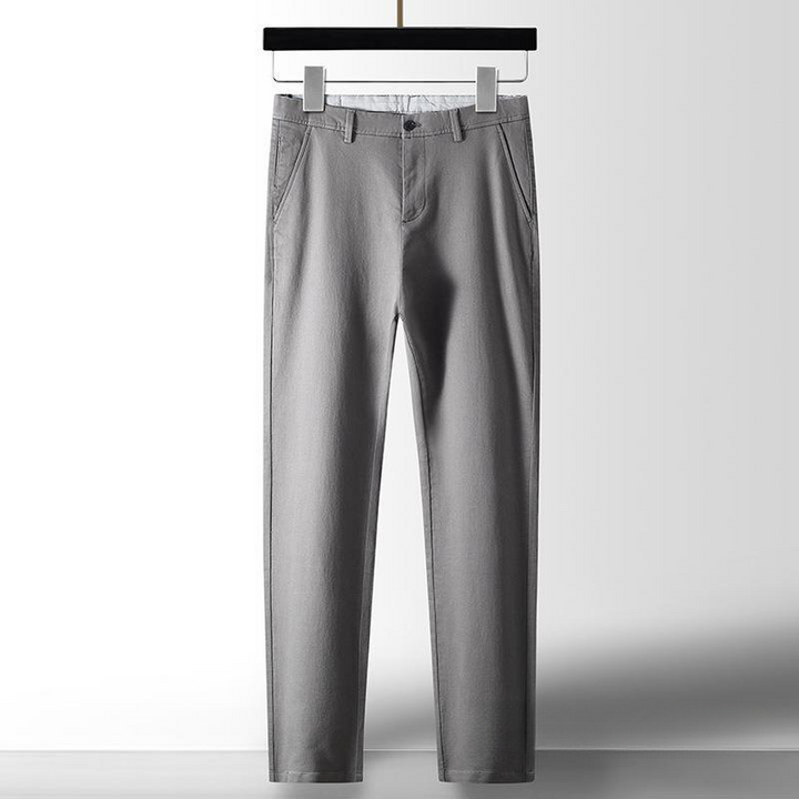 Tailored fit men's linen blend pants in khaki, perfect for casual summer style
