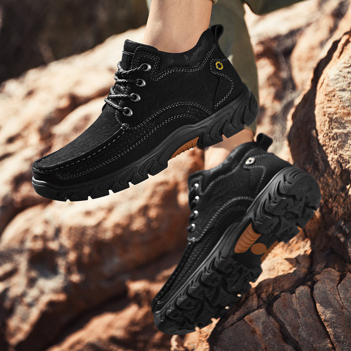 Durable men's work boots, short leather style, built to last in tough environments
