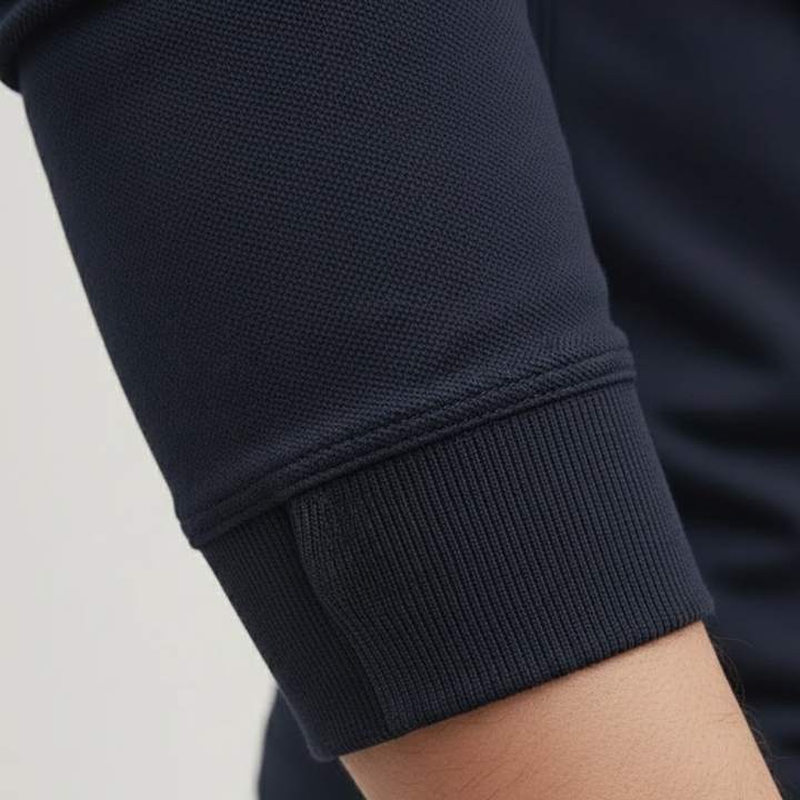 Men's long sleeve polo shirt, casual relaxed fit top, solid color, ideal for everyday and seasonal wear.